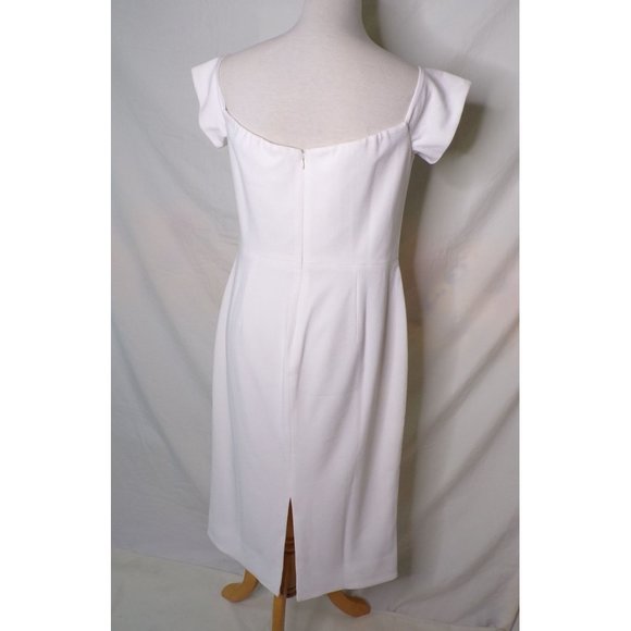 DRESS THE POPULATION Bailey Off Shoulder Body-Con Dress Large 8-10 Off-White NEW - Picture 6 of 7